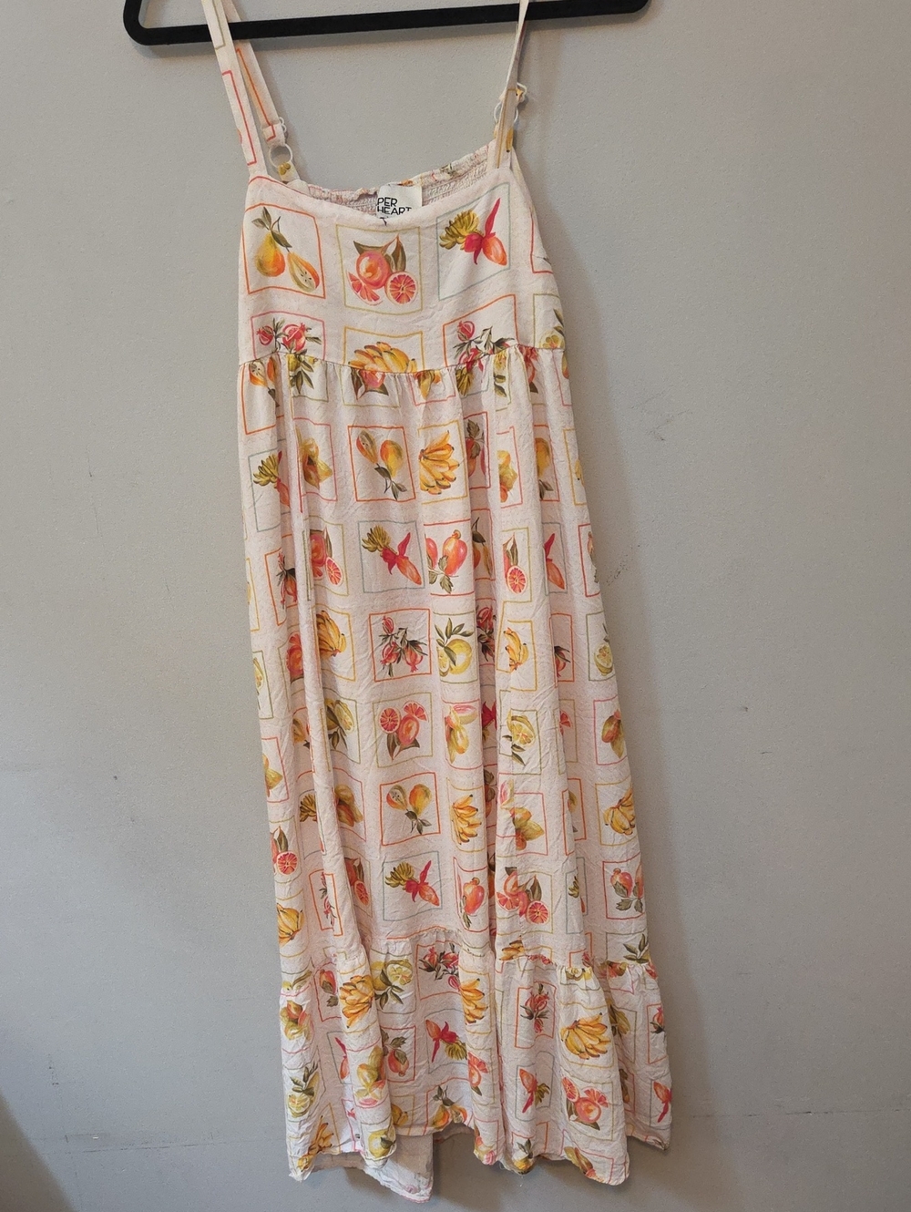 Anthropologie Paper Heart Sunshine Fruit-Print Maxi Dress Pink & Yellow Large